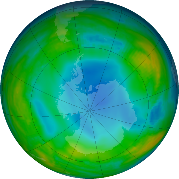 Antarctic ozone map for 29 June 1986